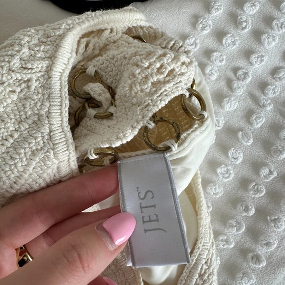 Jets One Piece Swimsuit Cotton Crochet Lace-Up Cut-out Ring Details Sz 6 - Picture 2 of 10